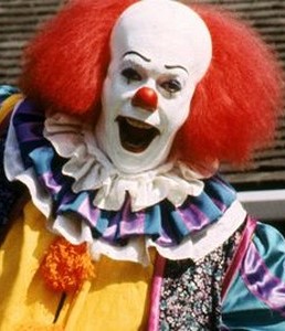 Tim Curry as a sinister clown.